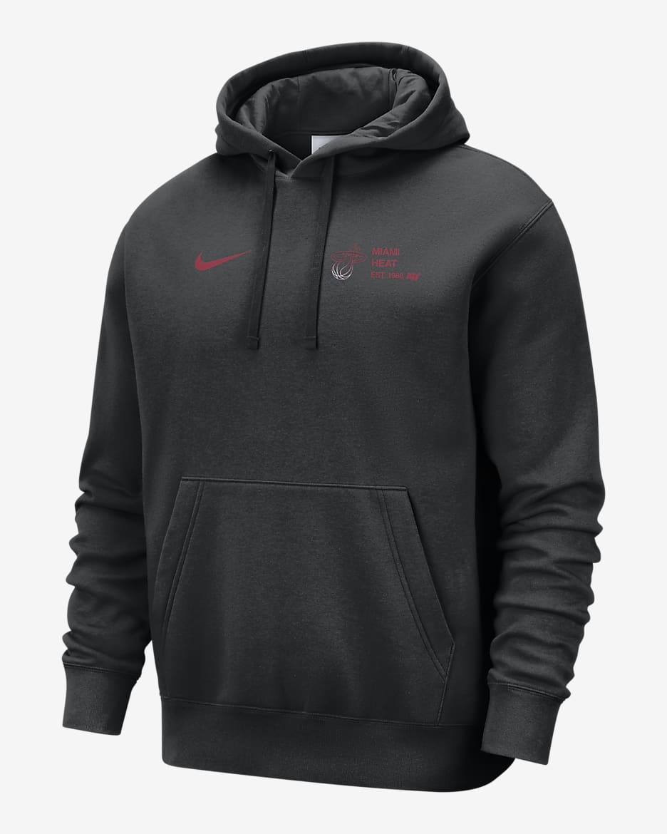 Men s Nike Black Miami Heat Courtside Club Pullover Hoodie Size Extra Large